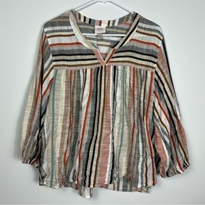 Knox Rose Striped Boho Blouse Size XL